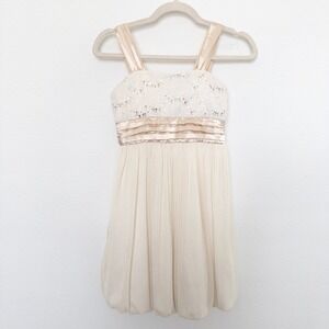 Y2K Speechless Womens‎ Babydoll Dress Size XS Cream Sequin Bubble Hem Party Glam
